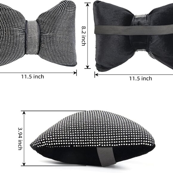 2 PCS Bling Car Pillows, Rhinestones Bowknot Bling Car Headrest Pillow, - Picture 5 of 6